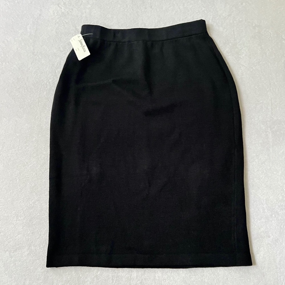 NEW St. John Collection Knit Skirt Black Wool Blend Santana Pencil Size 6